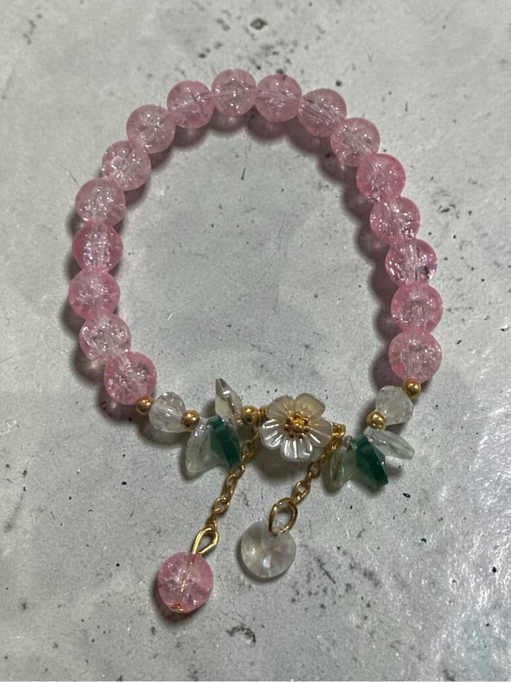 Pink Beaded Flower Charm Bracelet - Picture 3 of 5